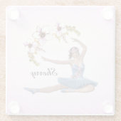 ブルーパーソナルピンクのバレリーナ ガラスコースター (裏面)