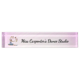 ブルーパーソナルピンクのバレリーナ デスクネームプレート