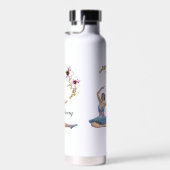 ブルーパーソナルピンクの花のバレリーナ ウォーターボトル (右面)