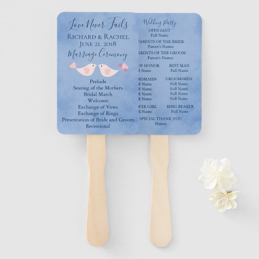 ブルーパーチメントピンクの愛鳥 ハンドファン (正面&裏面)