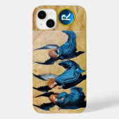 ブルーパーチメントモノグラムの3つのクリスマスエンジェル Case-Mate iPhoneケース (裏面)