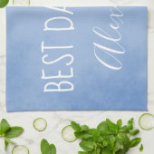 ブルーパーチメント最高のパパエバー キッチンタオル (折り畳み)