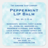 ブルーパーチメント紙スタイルリップバーム管ラベル スクエアシール (正面)