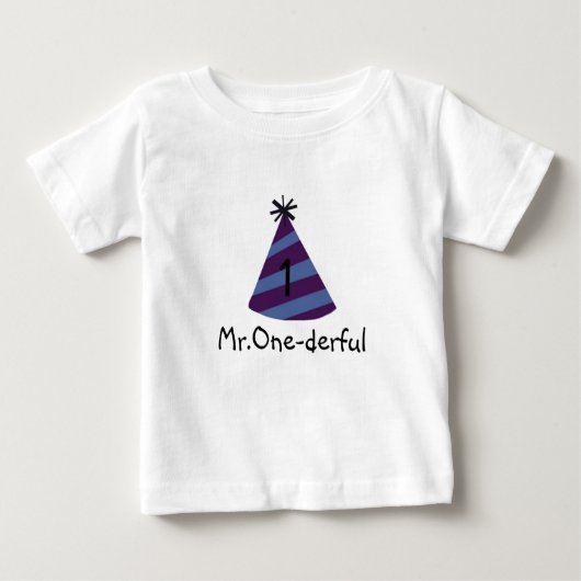 ブルーパーティーハットMr.ワンダーフルベビーTシャツ ベビーTシャツ (正面)