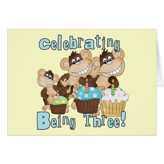 ブルーパーティーモンキーズ誕生日Tシャツとギフト (正面横)