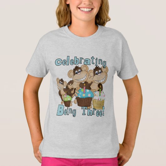 ブルーパーティーモンキーズ誕生日Tシャツとギフト Tシャツ (正面)