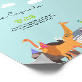 ブルーパーティー動物誕生日時間カプセル標識 ポスター (角)