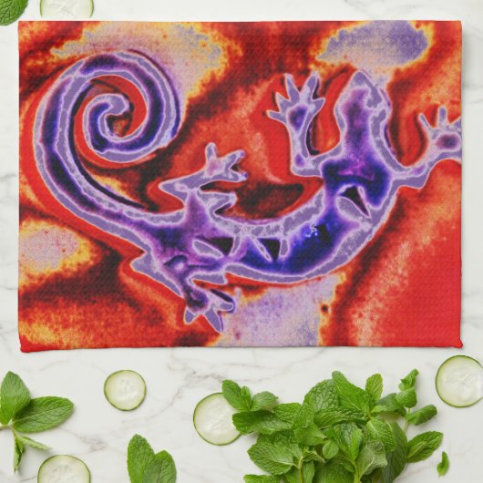 ブルーパープファンキールオレンジリザードゲッコ南西部 キッチンタオル (折り畳み)