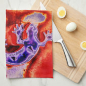 ブルーパープファンキールオレンジリザードゲッコ南西部 キッチンタオル (四つ折り)