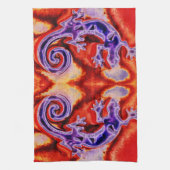 ブルーパープファンキールオレンジリザードゲッコ南西部 キッチンタオル (縦)