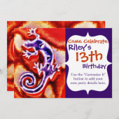 ブルーパープファンキールオレンジリザードゲッコ南西部 招待状 (正面/裏面)