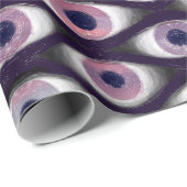ブルーパープルとピンクの目のパターンのラッピング紙 ラッピングペーパー (ロールコーナー)