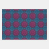 ブルーパープルとピンクサークルマンダラ ラッピングペーパーシート (正面3)