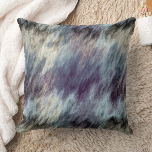 ブルーパープルとブラック抽象芸術 クッション (ブランケット)