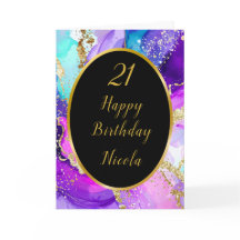 ブルーパープルと金ゴールドインク誕生日パーティー