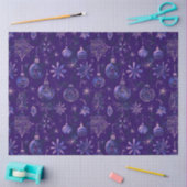 ブルーパープルと金ゴールドクリスマスオーナメントクリスマス 薄葉紙 (クラフト)