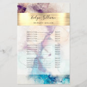 ブルーパープルの水彩及び金箔の価格表 チラシ (正面)