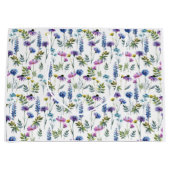 ブルーパープルの野の花の水彩画 ラージペーパーバッグ (正面)