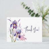 ブルーパープルアイリスガーデンフローラ水彩 サンキューカード (スタンド正面)