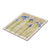 ブルーパープルアイリス花茶色の背景フローラ タイル (側面)