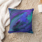 ブルーパープルアクア絵を描スワール&やさしいワードアート クッション (ブランケット)