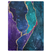 ブルーパープルアクア金ゴールド静脈瑪瑙モノグラム クリップボード (裏面)