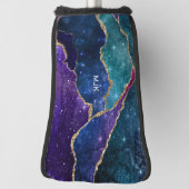 ブルーパープルアクア金ゴールド静脈瑪瑙モノグラム ゴルフヘッドカバー (回転90)