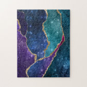 ブルーパープルアクア金ゴールド静脈瑪瑙 ジグソーパズル (縦)