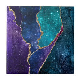 ブルーパープルアクア金ゴールド静脈瑪瑙 タイル