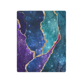 ブルーパープルアクア金ゴールド静脈瑪瑙 メタルプリント