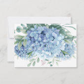 ブルーパープルアジサイフローラ結婚式RSVPカード サンキューカード (裏面)