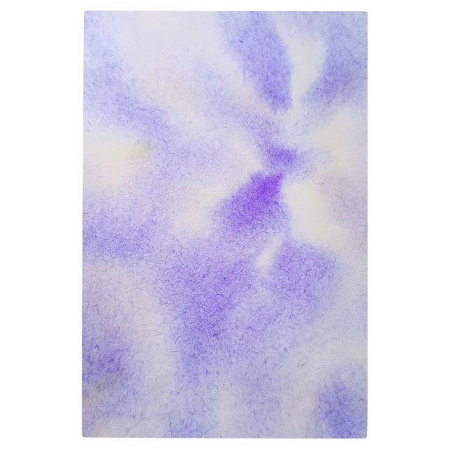 ブルーパープルアースストラクト水彩壁メタルアート メタルプリント (正面)