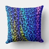 ブルーパープルイエローヒョウ印刷スキン クッション (裏面)