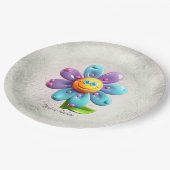 ブルーパープルイエローフラワー紙プレート ペーパープレート (アングル)