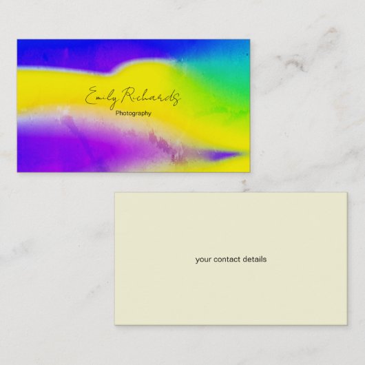 ブルーパープルイエローユニーククリエイティブ写真 名刺 (正面/裏面)