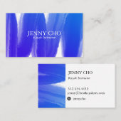 ブルーパープルインキ絵を描ーストライプのビジネスカード 名刺 (正面/裏面)