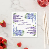 ブルーパープルウィステリアフローラ緑誕生日 スタンダードカクテルナプキン (インサイチュ)