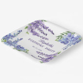 ブルーパープルウィステリアフローラ緑誕生日 ペーパープレート (傾斜あり)