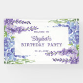 ブルーパープルウィステリアフローラ緑誕生日 横断幕 (横)