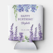 ブルーパープルウィステリアフローラ緑誕生日 缶クーラー (裏面)