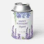 ブルーパープルウィステリアフローラ緑誕生日 缶クーラー (缶裏面)