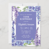 ブルーパープルウィステリアフローラ70誕生日 招待状 (正面)
