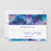 ブルーパープルウォーターカラーウェディングRSVPカード 出欠カード (裏面)