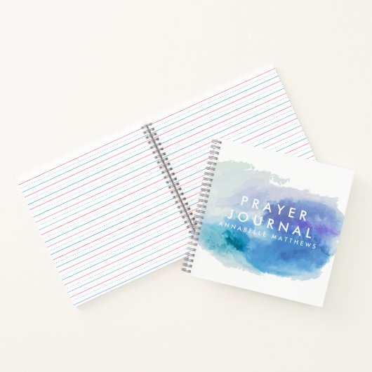 ブルーパープルウォーターカラークリスチャン祈りの言葉ジャーナル  ノートブック (内部)
