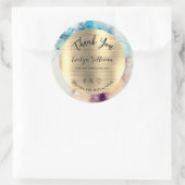 ブルーパープルウォーターカラーゴールドフォイルエレガントありがとう ラウンドシール (バッグ)