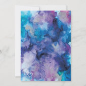 ブルーパープルウォーターカラーダブルハート結婚ズの招待客 招待状 (裏面)