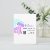 ブルーパープルウォーターカラーパステルクラゲベビーショウ ポストカード (スタンド正面)