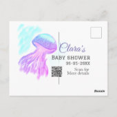 ブルーパープルウォーターカラーパステルクラゲベビーショウ ポストカード (裏面)