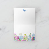 ブルーパープルウォーターカラーフラワー開花ハッピーバースデー カード (内部)