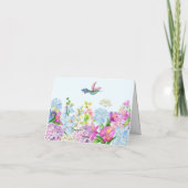 ブルーパープルウォーターカラーフラワー開花ハッピーバースデー カード (裏面)